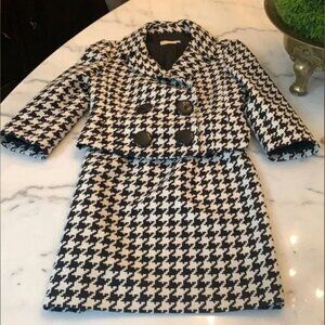 Michael Kors Suit Black Ivory Wool Lined /10